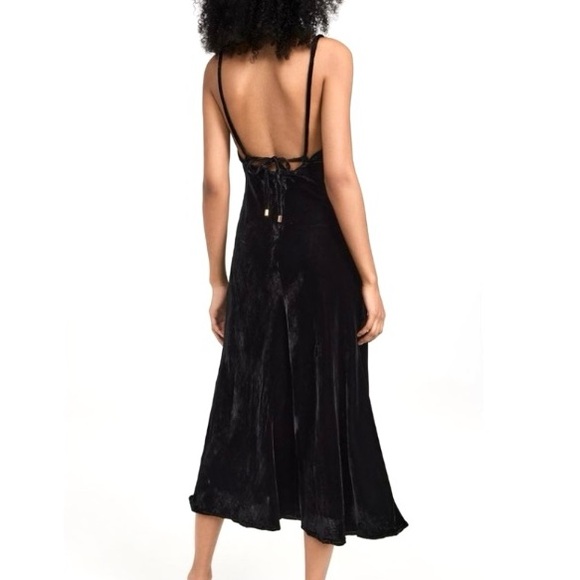 NEW FARM Rio Black Richelieu Velvet Slip Dress Adjustable Straps Lace Size XL - Picture 7 of 16